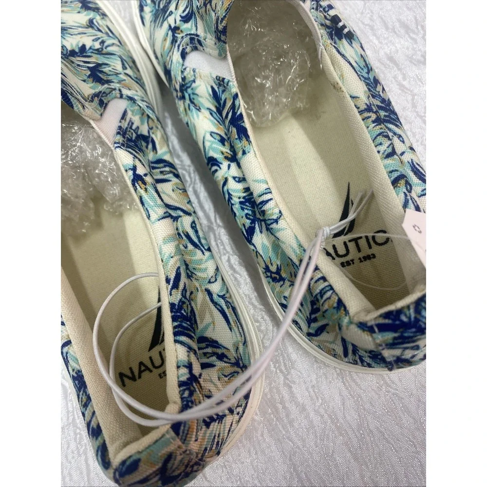 Nautica SLIP ON Shoes Sneakers CANDLER blue floral Navy Palm Men's Size 8.5 New!